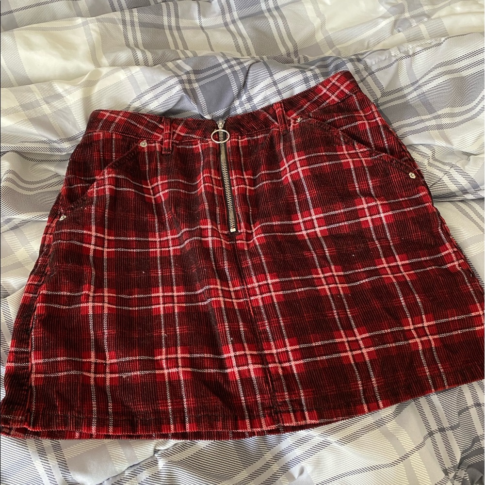 Topshop Plaid Corduroy Denim Mini Skirt Size 8